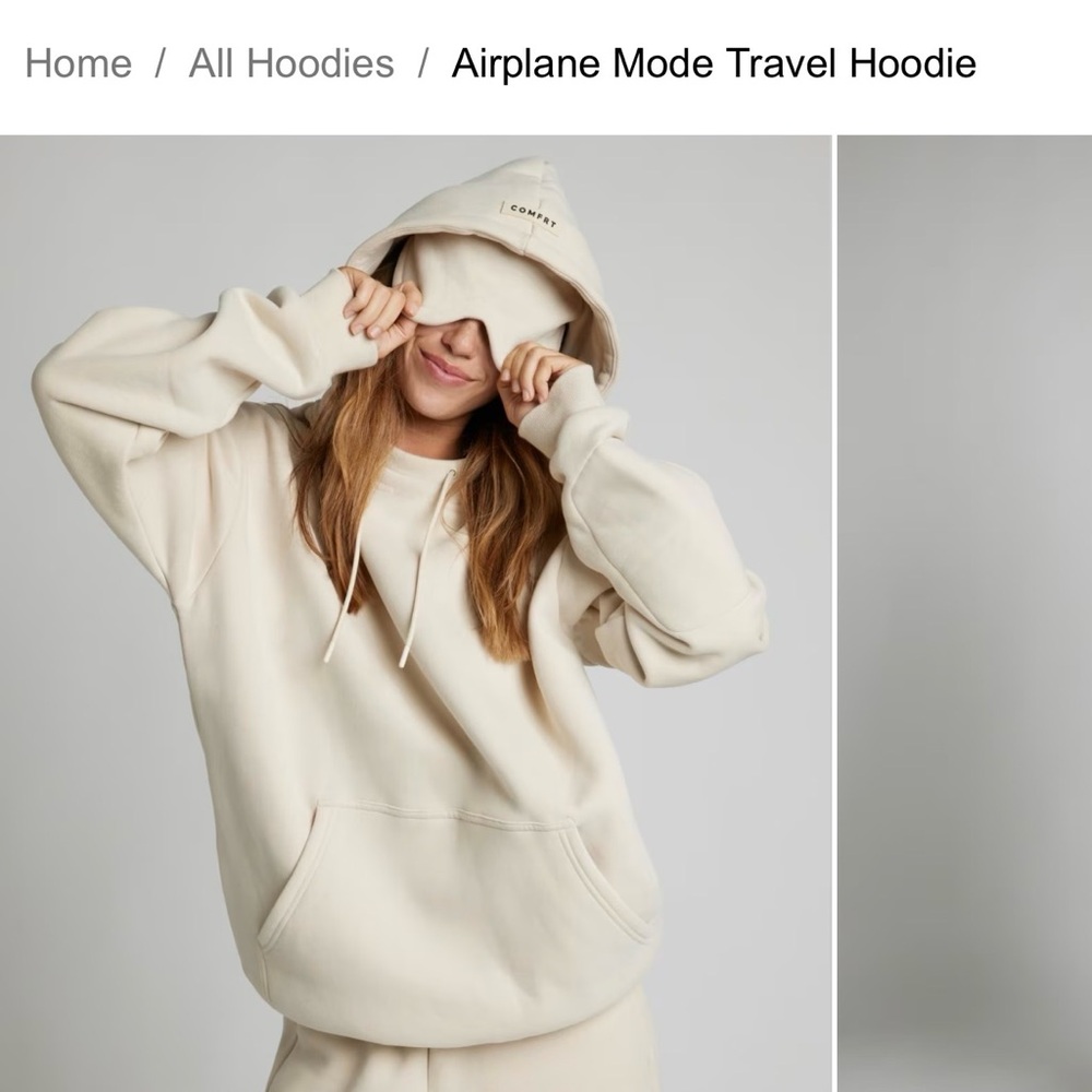 Brand New Comfrt Airplane Travel Hoodie unisex Size Large Bone